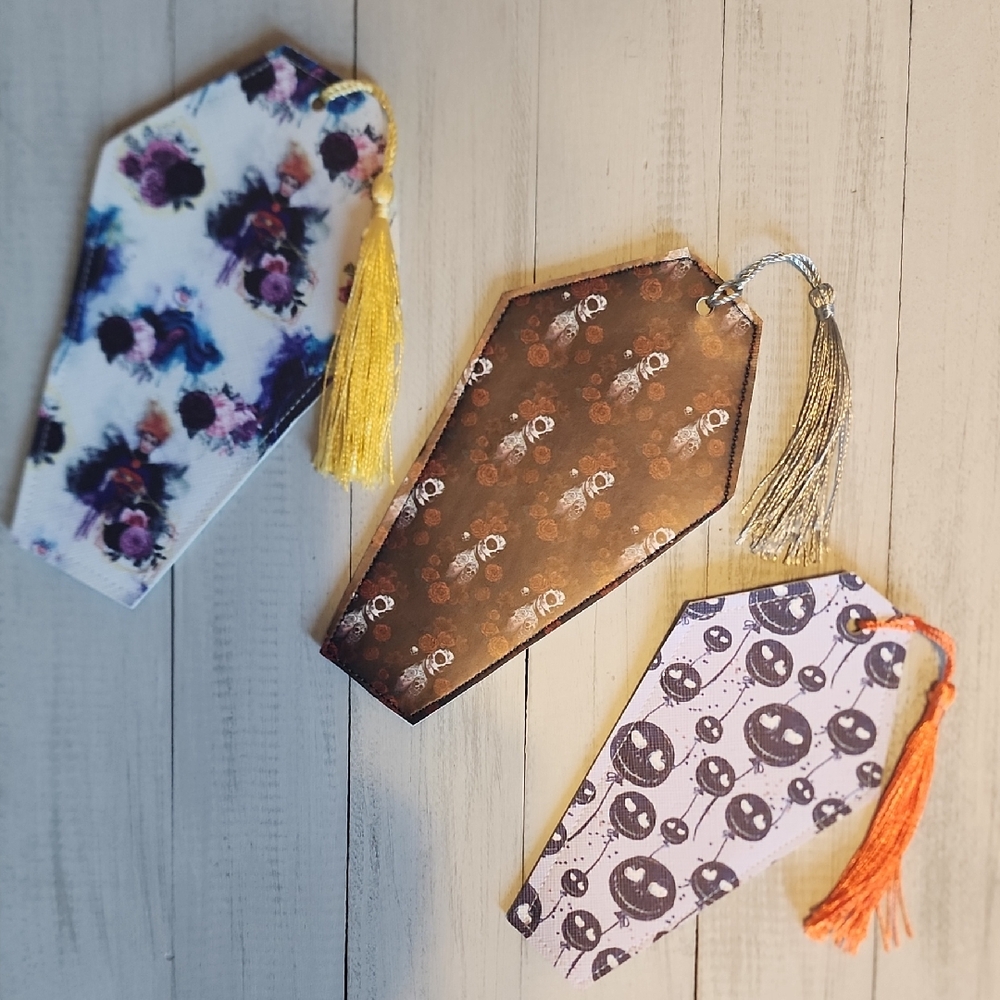 Handmade Vinyl Coffin-Shaped Bookmarks Set